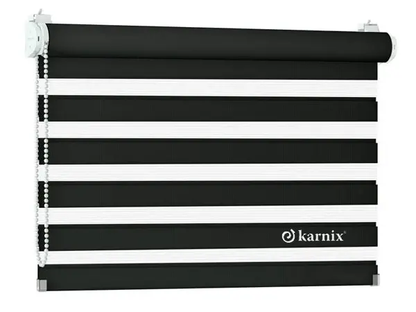 Předokenní roleta na zeď Den a Noc PROMO - černá